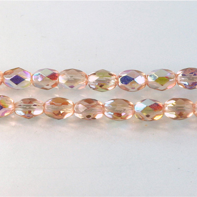 Czech Glass Fire Polish Bead - Oval 07x5MM ROSALINE AB