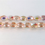 Czech Glass Fire Polish Bead - Oval 07x5MM ROSALINE AB