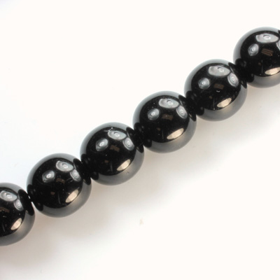 Czech Pressed Glass Bead - Smooth Round 12MM JET