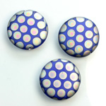 Pressed Glass Peacock Bead - Round 18MM MATTE BLUE