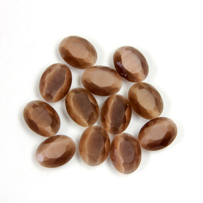 Fiber-Optic Flat Back Stone with Faceted Top and Table - Oval 08x6MM CAT'S EYE BROWN