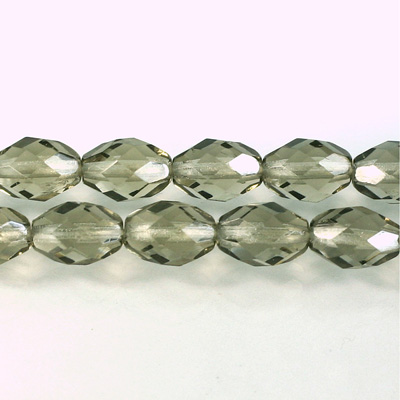 Czech Glass Fire Polish Bead - Oval 11x8MM BLACK DIAMOND