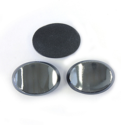 German Glass Cabochon - Concave Top Oval 25x18MM  HEMATITE