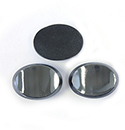 German Glass Cabochon - Concave Top Oval 25x18MM  HEMATITE
