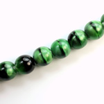 Czech Pressed Glass Bead - Smooth Round 10MM TIGEREYE GREEN