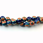 Glass Millefiori Bead - Round 06MM BLUE GREEN RED (21)