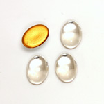 Glass Medium Dome Foiled Cabochon - Oval 14x10MM CRYSTAL