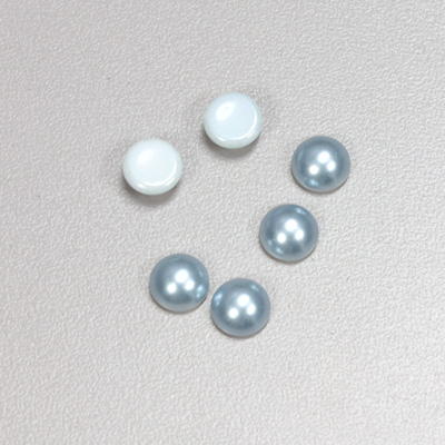 Glass Medium Dome Cabochon Pearl Spray Finish - Round 07MM LT BLUE