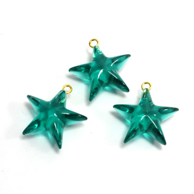 Plastic Pendant - Star with Brass Loop 13MM EMERALD