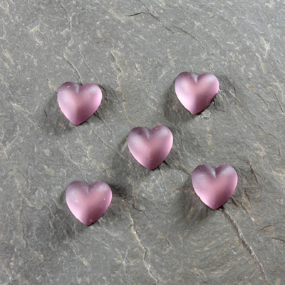 Glass Cabochon - Heart 08MM MATTE LT AMETHYST Foiled