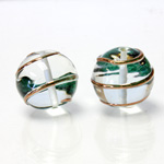 Czech Glass Lampwork Bead - Round 18MM COPPER WRAP CRYSTAL