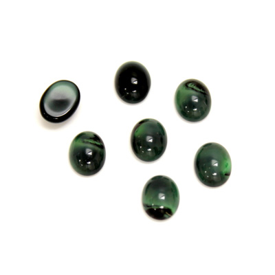 Glass Medium Dome Cabochon - Oval 08x6MM PEARL GREEN SPINEL