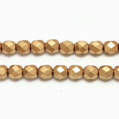 Czech Glass Fire Polish Bead - Round 06MM Full Coated Matte GOLD