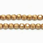 Czech Glass Fire Polish Bead - Round 06MM Full Coated Matte GOLD