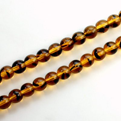 Czech Pressed Glass Bead - Smooth Round 06MM TORTOISE