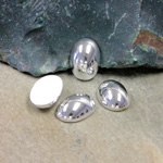 German Plastic Cabochon Vacuum Coated - Oval 14X10MM SILVER