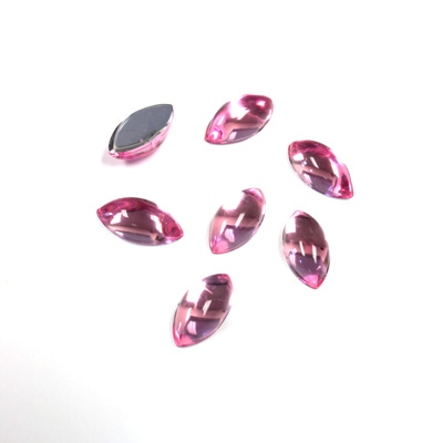 Plastic Flat Back Foiled Cabochon - Navette 10x5MM ROSE
