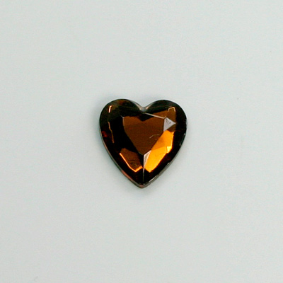 Glass Flat Back Rose Cut Fancy Foiled Stone  - Heart 12x11MM SMOKE TOPAZ