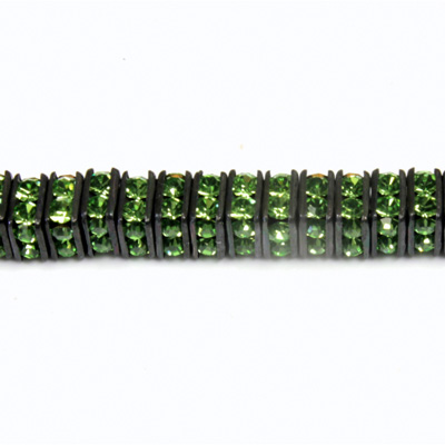 Czech Rhinestone Rondelle - Square 04.5MM PERIDOT-BLACK