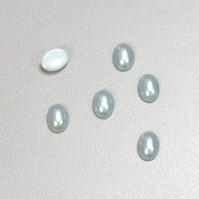 Glass Medium Dome Cabochon Pearl Spray Finish - Oval 08x6MM LT BLUE