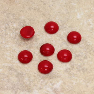 Glass Medium Dome Cabochon - Round 07MM CHERRY RED