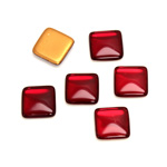 Glass Low Dome Foiled Cabochon - Square Antique 10x10MM RUBY
