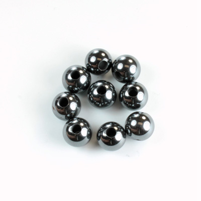 Gemstone Bead - Smooth Round 2.5MM Diameter Hole 08MM HEMATINE