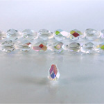 Czech Glass Fire Polish Bead - Pear 08x6MM CRYSTAL AB