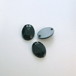 Plastic Flat Back Faceted 2-Hole Opaque Sew-On Stone - Oval 14x10MM JET