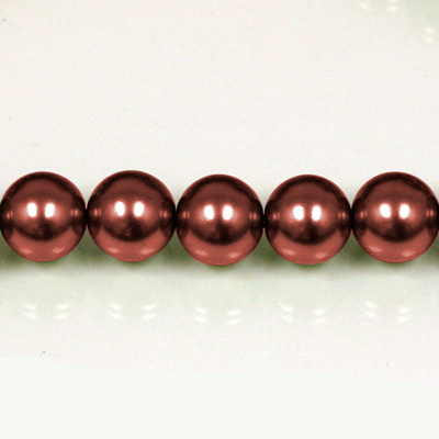 Czech Glass Pearl Bead - Round 14MM RUST 14324
