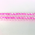 Czech Glass Fire Polish Bead - Round 04MM CRYSTAL PINK LINE