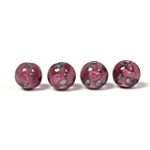 Czech Glass Lampwork Bead - Smooth Round 08MM Flower ON AMETHYST