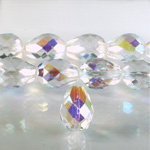 Czech Glass Fire Polish Bead - Pear 16x12MM CRYSTAL AB