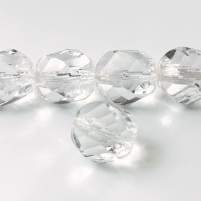Czech Glass Fire Polished Bead - Twisted 14MM CRYSTAL
