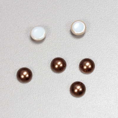 Glass Medium Dome Cabochon Pearl Spray Finish - Round 07MM DARK BROWN