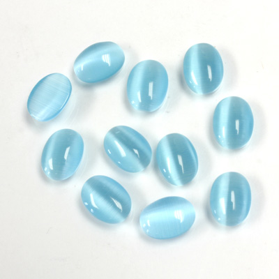 Fiber-Optic Cabochon - Oval 08x6MM CAT'S EYE AQUA