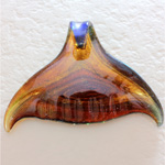 Glass Lampwork Pendant - Whale Tail 63MM BROWN AMBER MULTI