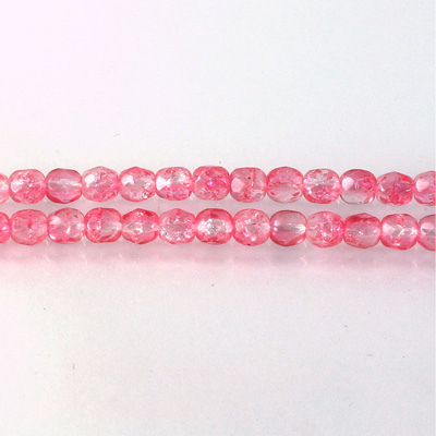 Czech Glass Fire Polish Bead - Round 04MM CRASHED ROSE