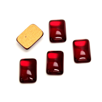 Glass Medium Dome Foiled Cabochon - Cushion 12x8MM RUBY