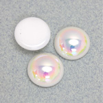 Glass Medium Dome Cabochon - Round 15MM CHALKWHITE AB