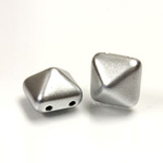 Preciosa Czech Pressed Glass 2-Hole Bead - Pyramid Studs 12x12MM MATTE SILVER