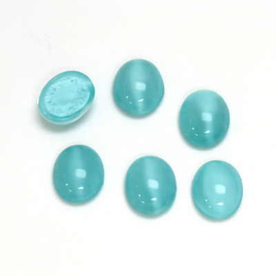 Glass Medium Dome Cabochon - Oval 10x8MM MOONSTONE AQUA