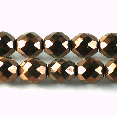 Czech Glass Fire Polish Bead - Round 12MM Full Coated ANTIQUE COPPER