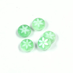 Glass Flat Back Cameo Flower- Round 07MM GREEN