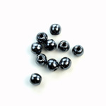 Czech Pressed Glass Large Hole Bead - Round 06MM HEMATITE