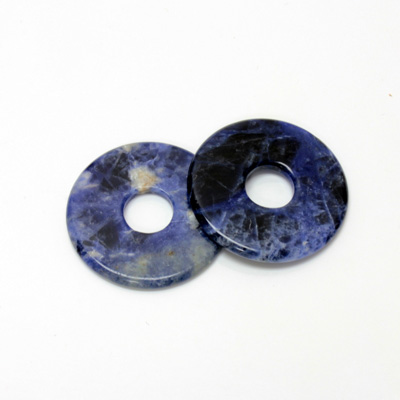 Gemstone Bead - Donut Round Smooth 35MM BLUE SODALITE