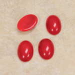 Glass Medium Dome Opaque Cabochon - Oval 14x10MM CHERRY RED