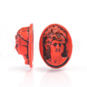German Plastic Cameo - Raised Woman's head Oval 40x30MM CORAL ANTIQUE