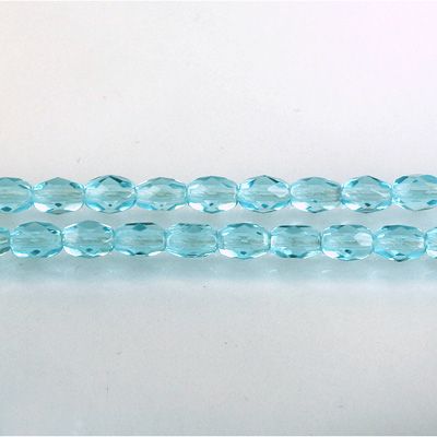Czech Glass Fire Polish Bead - Oval 06x4MM AQUA