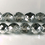 Czech Glass Fire Polish Bead - Round 12MM 1/2 Coated CRYSTAL/CAL